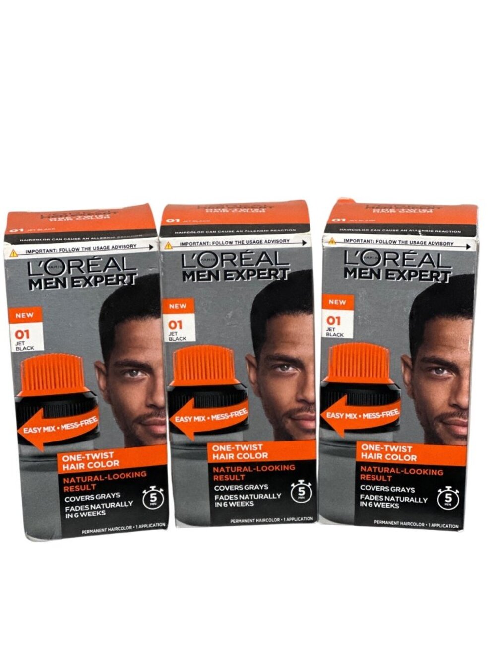 3x- L'Oreal Paris Men Expert Permanent Hair Color, Jet Black 01
